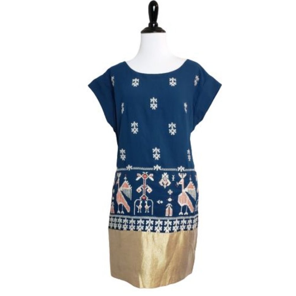 Anthropologie Floreat Avian Myth Dress 0 Bird Tribal Print Shift